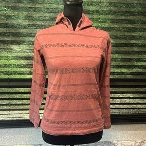 Ocean Current Boys LS Striped Red Printed Hooded Pullover Size Medium